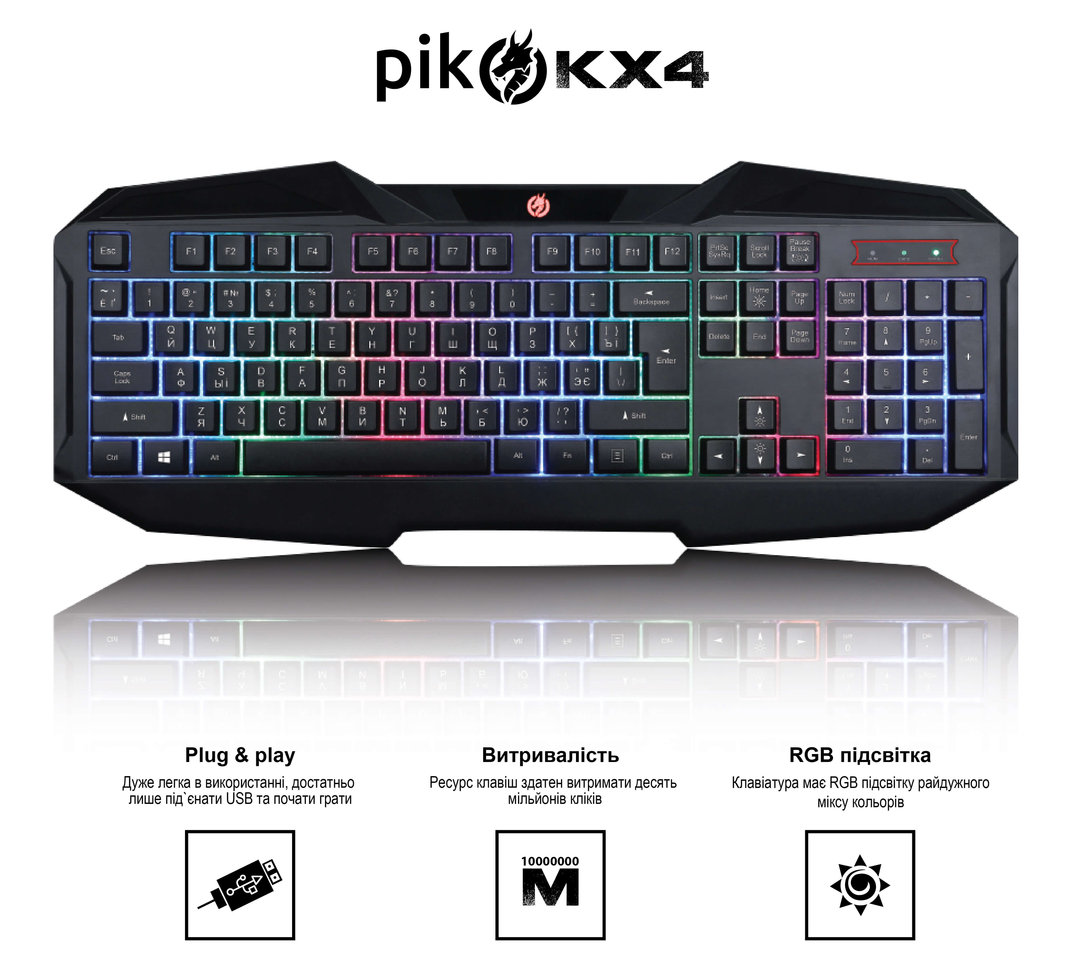 Клавиатура проводная Piko KX4 (черная)